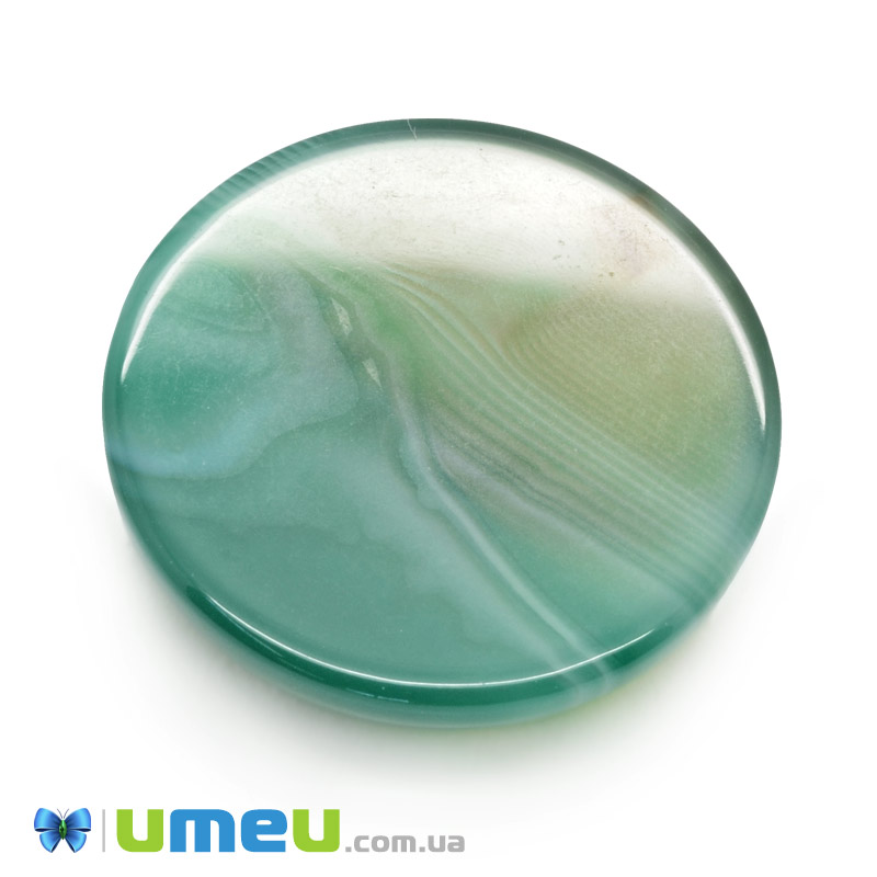 Кабошон нат. камінь Агат зелений, Круглий, 25,2 мм (KAB-050007)