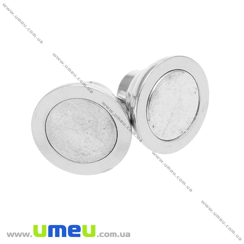 Замок магнитный для вклеивания шнура, Темное серебро, 16х14 мм (ZAM-020085)