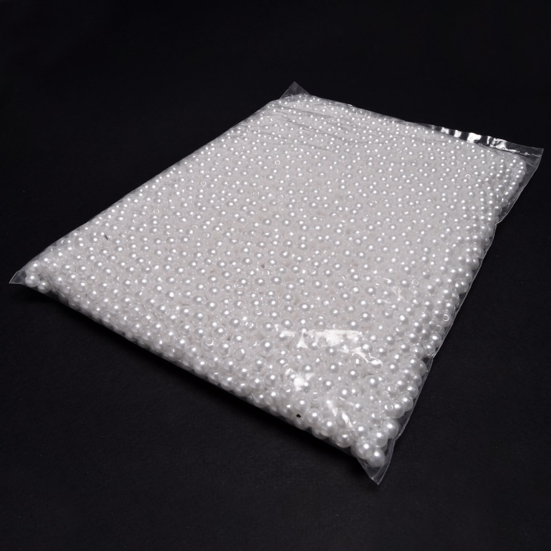 Намистини для сумок ОПТ, Пластикові, Круглі Перли, 6 мм, Білі (BUS-054472)