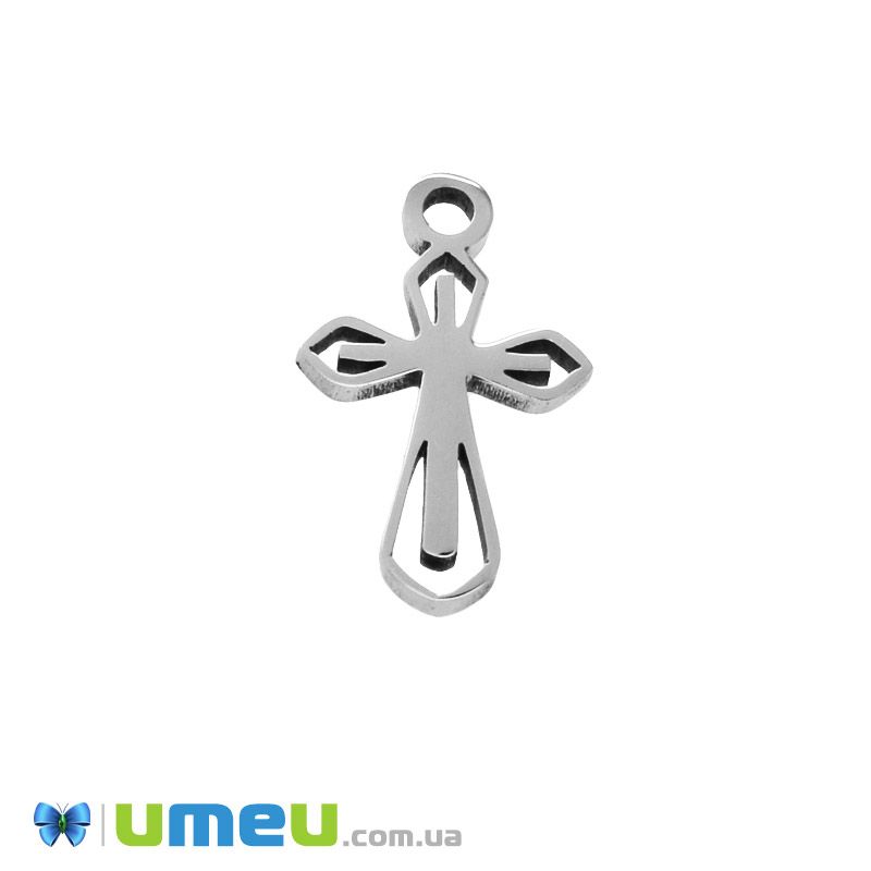 Підвіска з нержавіючої сталі Хрест, 14,5 х8,5 мм, Темне срібло (STL-049157)