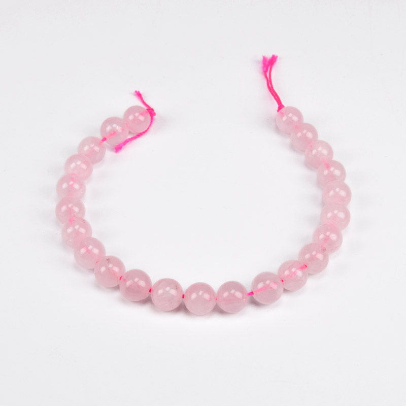 Намистини Кварц рожевий, Натур. камінь, 8,5 мм, Круглі, 19 см (BUS-060925)