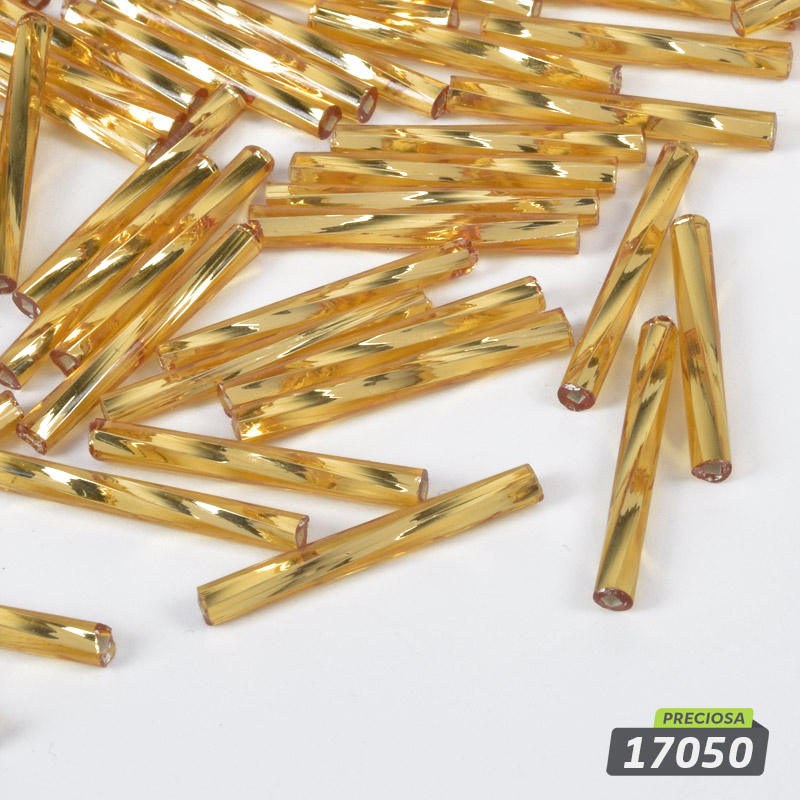 Бисер чешский Стеклярус 20 мм, №17050, Золотистый блестящий скрученный (BIS-058918)