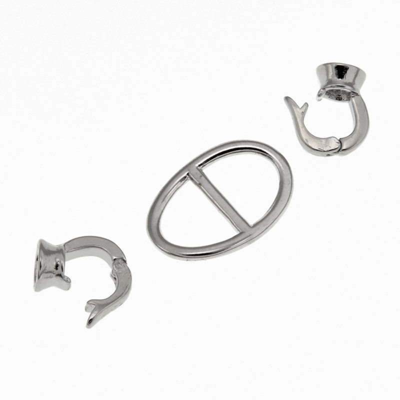 Застёжка, 27х11 мм, Латунь с покрытием Родий (ZAM-060878)