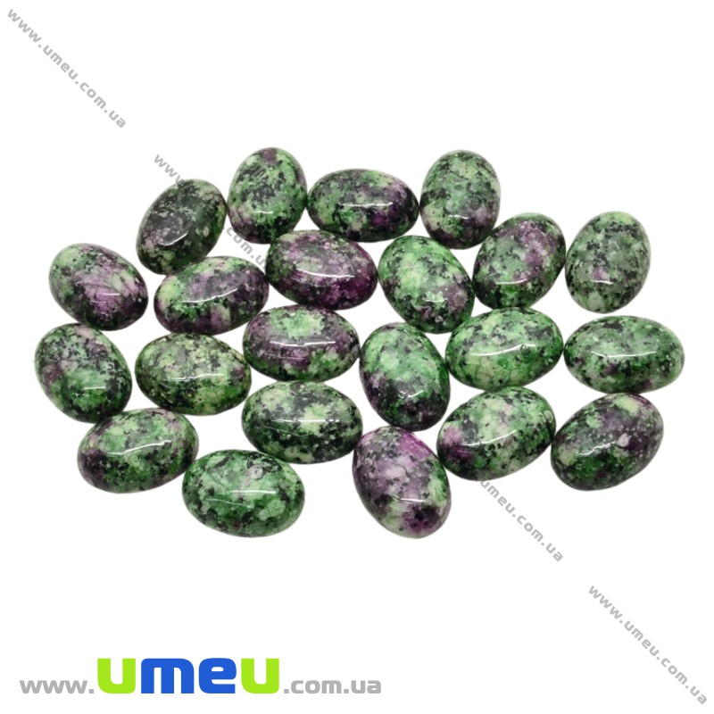 Кабошон нат. камінь Рубін в цоізиті, Овал, 18х13 мм (KAB-025985)