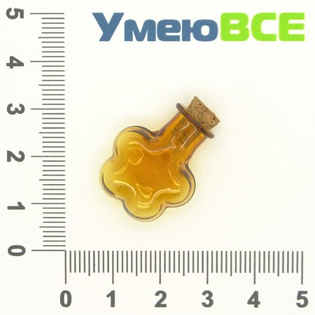 Скляна баночка Квітка, Коричнева, 24х20 мм (DIF-006690)