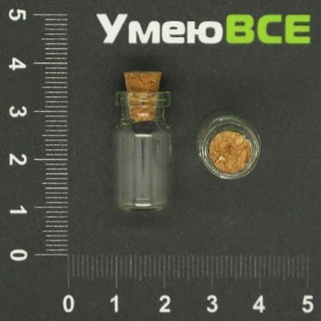 Скляна баночка з пробкою, 12х24 мм (DIF-008380)