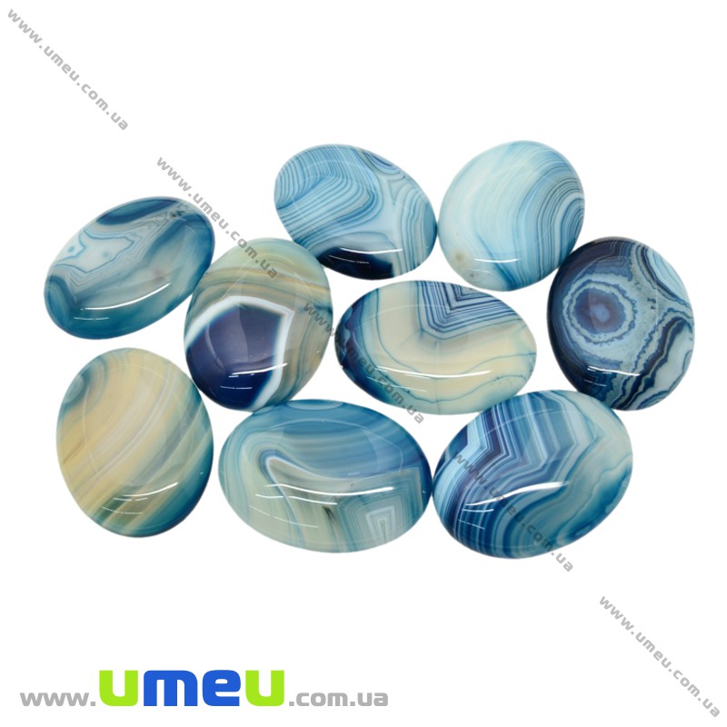 Кабошон нат. камінь Агат синій, Овал, 40х30 мм (KAB-025974)