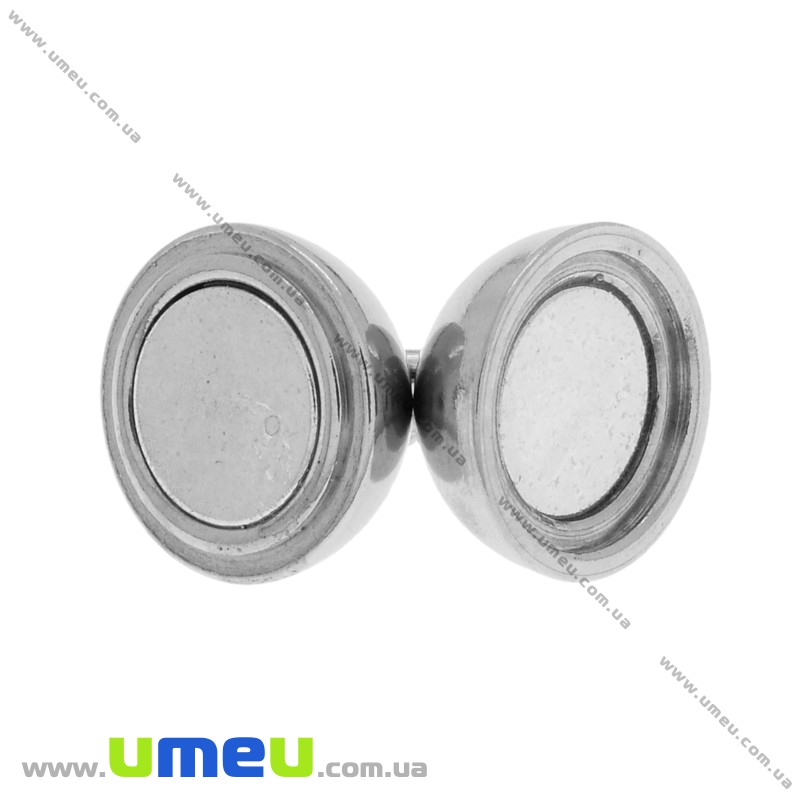 Замок магнітний з нерж. сталі круглий, 20х12 мм, Темне срібло (STL-033234)