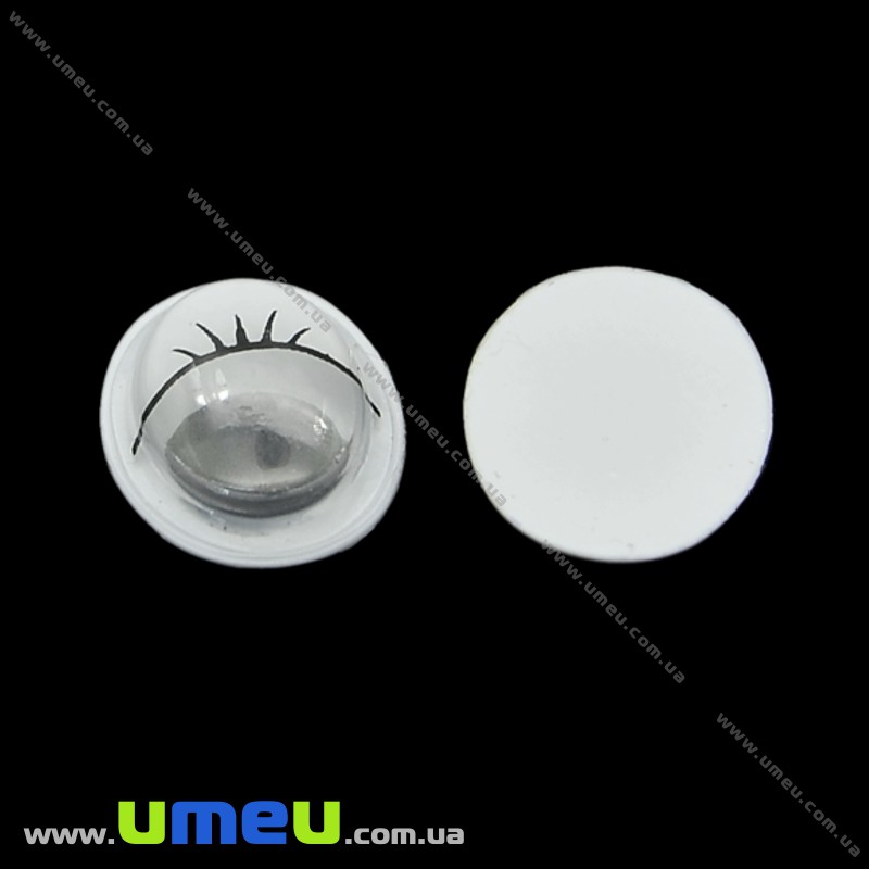 Очки з віями клейові овальні, 14х10 мм, Білі (DIF-023216)