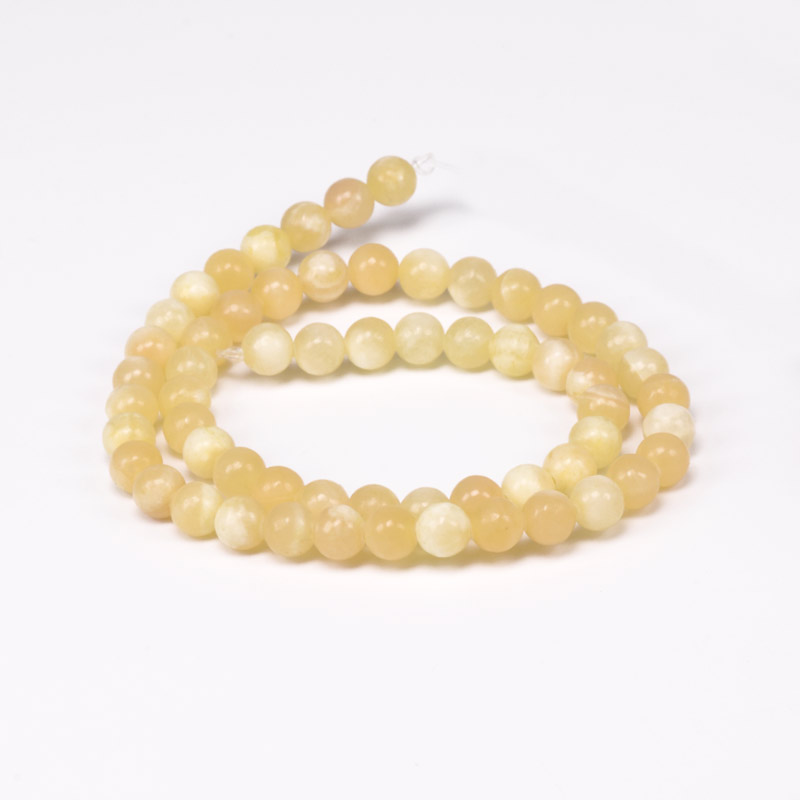 Намистини Нефрит жовтий, Натур. камінь, 6,5 мм, Круглі (BUS-056090)