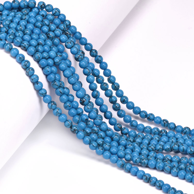 Намистини Бірюза, Синт. камінь, 4 мм, Круглі (BUS-056100)