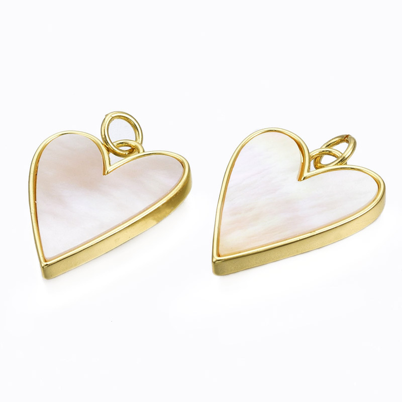 Підвіска мет. з перламутром, Серце, 21х17 мм, Покриття 16 kt (POD-056176)