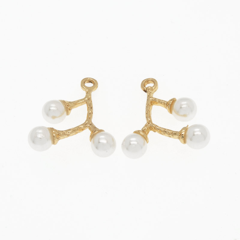 Підвіска метал. Гілка із пластиковими перлинами, 20х17 мм, Золото (POD-054756)