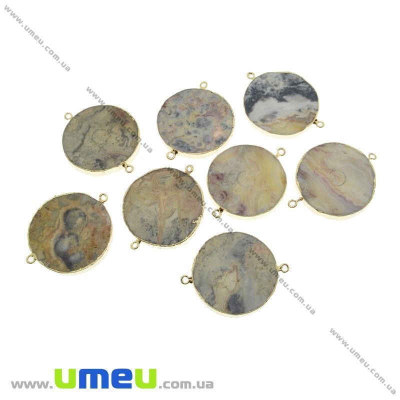 Конектор з натурального каменю, Агат мереживний (Crazy Agate) в фользі, 54х43 мм (POD-033027)