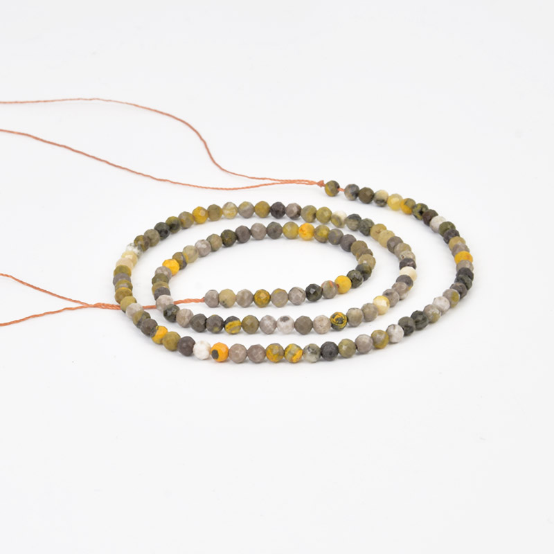 Намистини Яшма джмелина, Натур. камінь, 3,3 мм, Круглі грановані (BUS-058192)