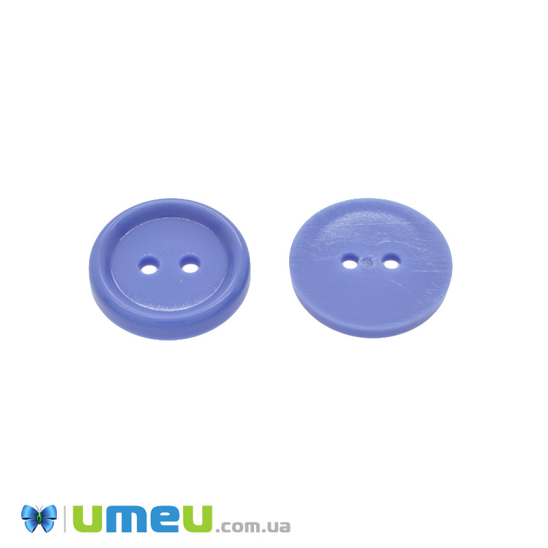Гудзик пластиковий Круглий, 15 мм, Блакитний (PUG-047950)