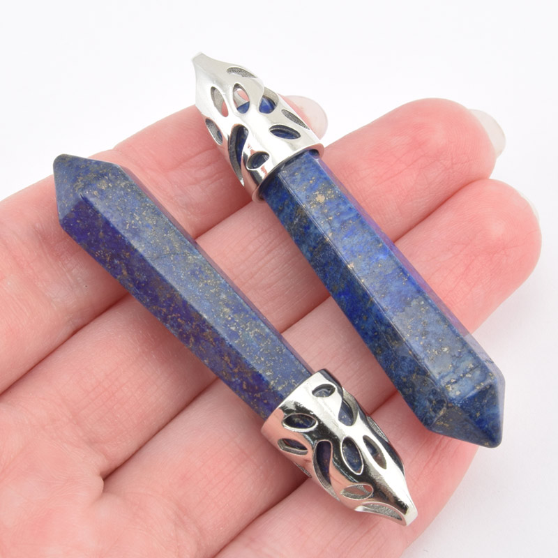 Підвіска Кристал, Натур. камінь Ляпіс Лазурит, 58х10 мм (POD-058615)