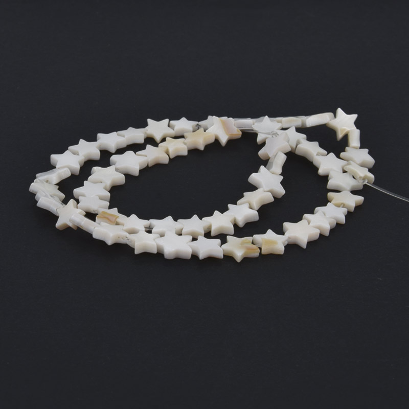 Намистини Перламутр білий, Натур. камінь, 8 мм, Зірка (BUS-058112)