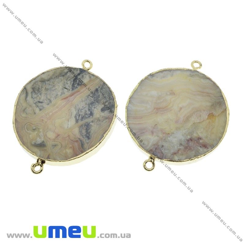 Конектор з натурального каменю, Агат мереживний (Crazy Agate) в фользі, 54х43 мм (POD-033027)