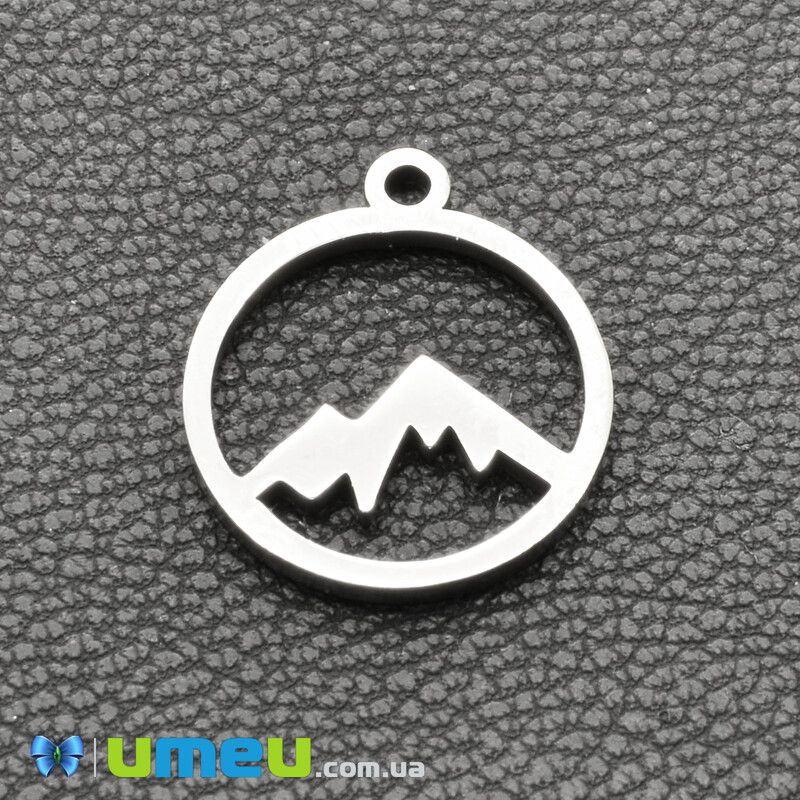 Підвіска з нержавіючої сталі Гори, 14х12,5 мм, Темне срібло (STL-043175)