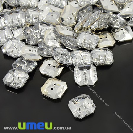 Гудзик пластиковий Квадратний гранований, 13х13 мм, Білий (PUG-012842)