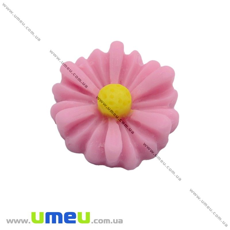 Кабошон з полімерної глини Ромашка рожева, 13 мм (KAB-001983)