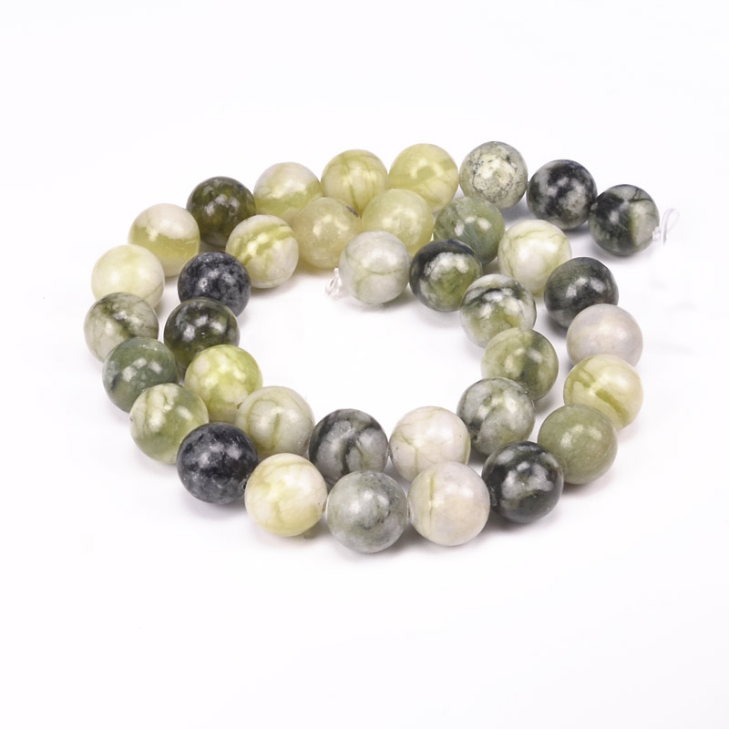 Бусины Нефрит зеленый, Натур. камень, 10 мм, Круглые (BUS-051646)