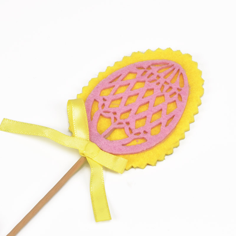 Декоративний виріб з фетру топер "Мереживне яйце", 7х5 см, Рожевий (FLT-057132)