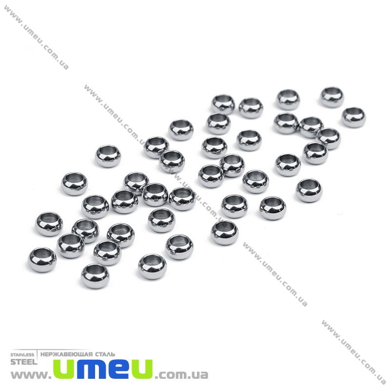 Намистина з нержавіючої сталі Рондель, 10х5 мм, Темне срібло (STL-036516)