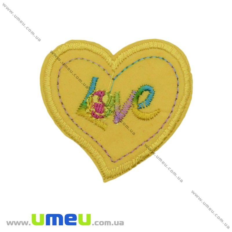 Термоаплікація Сердечко, 5х5 см, Жовта (APL-022260)