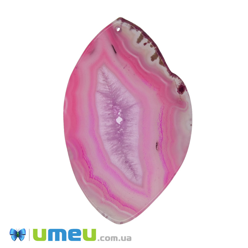 Зріз Агата, Рожевий, 79х50 мм (POD-020177)