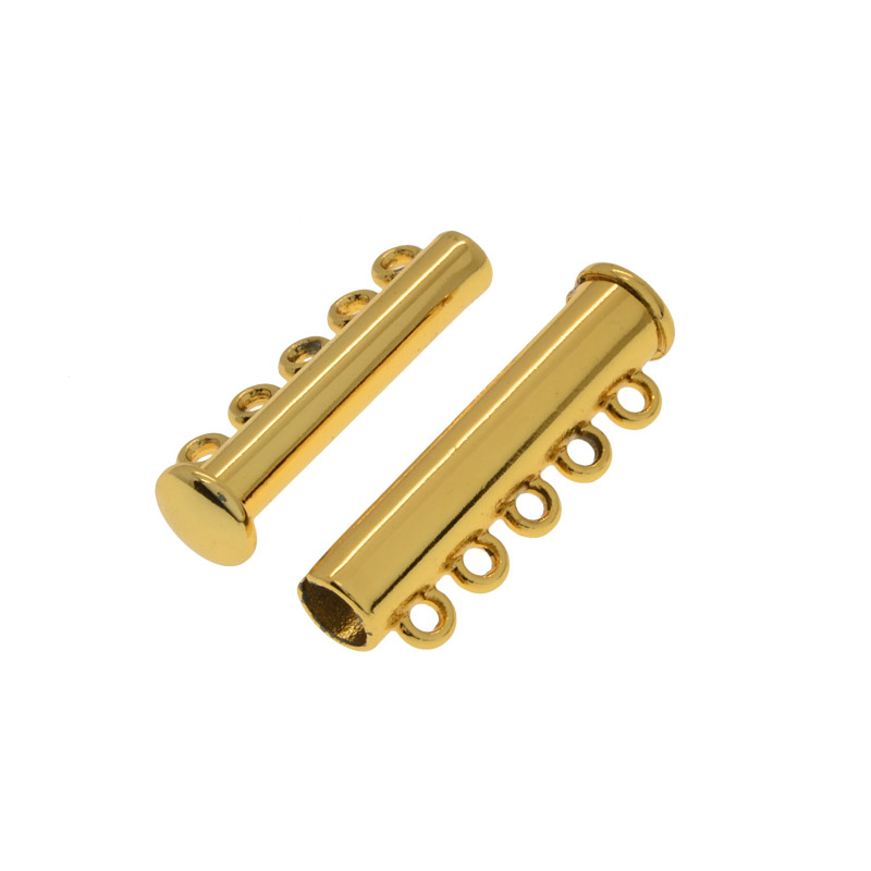 Магнитный замок-слайдер на 5 нитей, Золото, 28х10х7 мм (ZAM-053074)