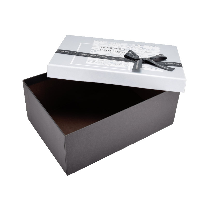 Подарункова коробка Прямокутна, 23х16х9,5 см, Чорно-сіра (UPK-060662)