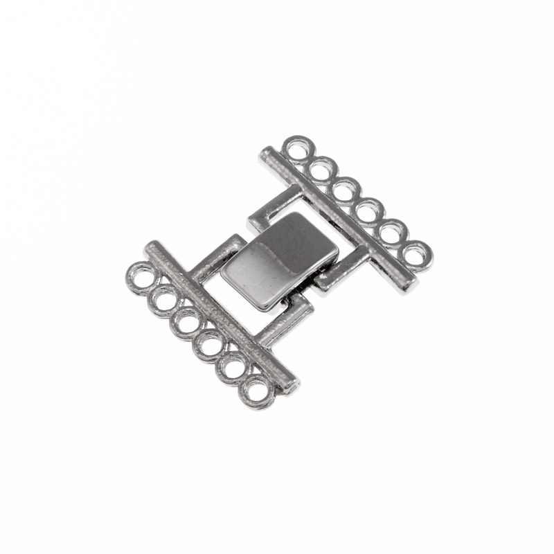 Застібка на 6 ниток, 24х20 мм, Темне срібло (ZAM-013548)