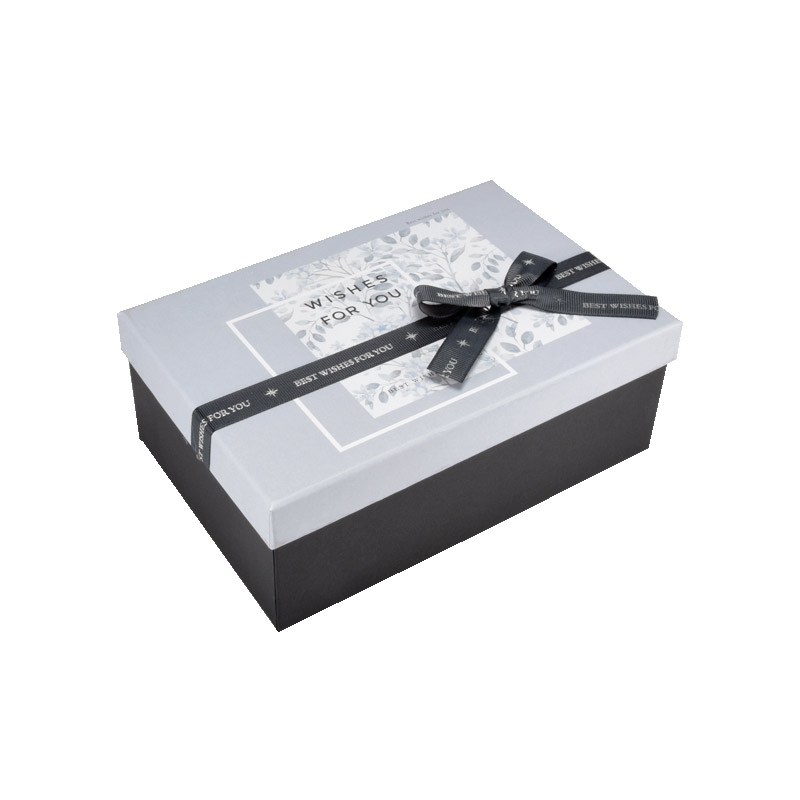 Подарункова коробка Прямокутна, 21х14х8 см, Чорно-сіра (UPK-060661)