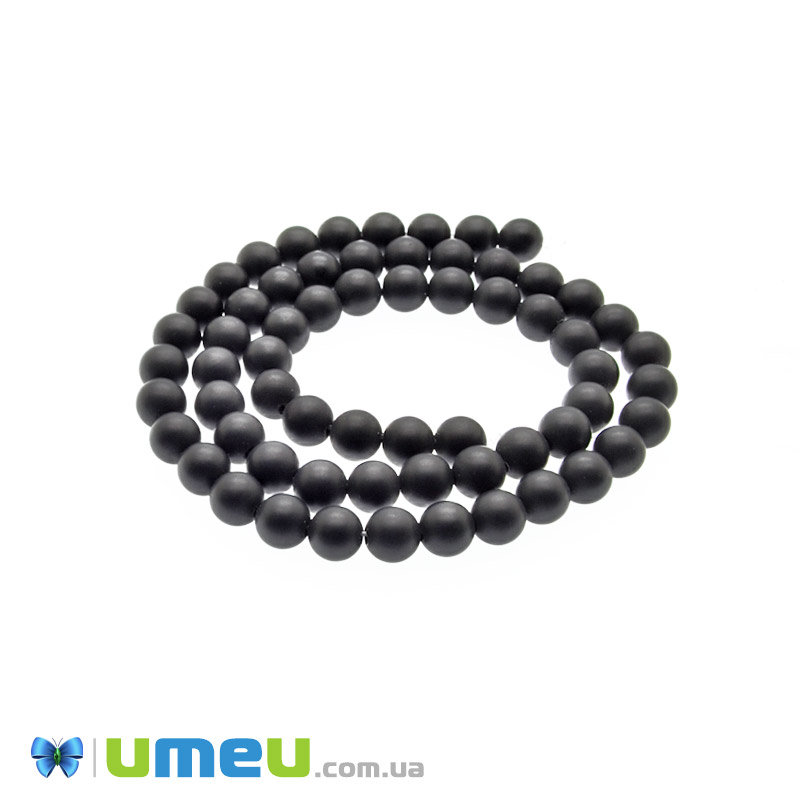 Намистини Агат чорний матовий, Натур. камінь, 6 мм, Круглі (BUS-049726)