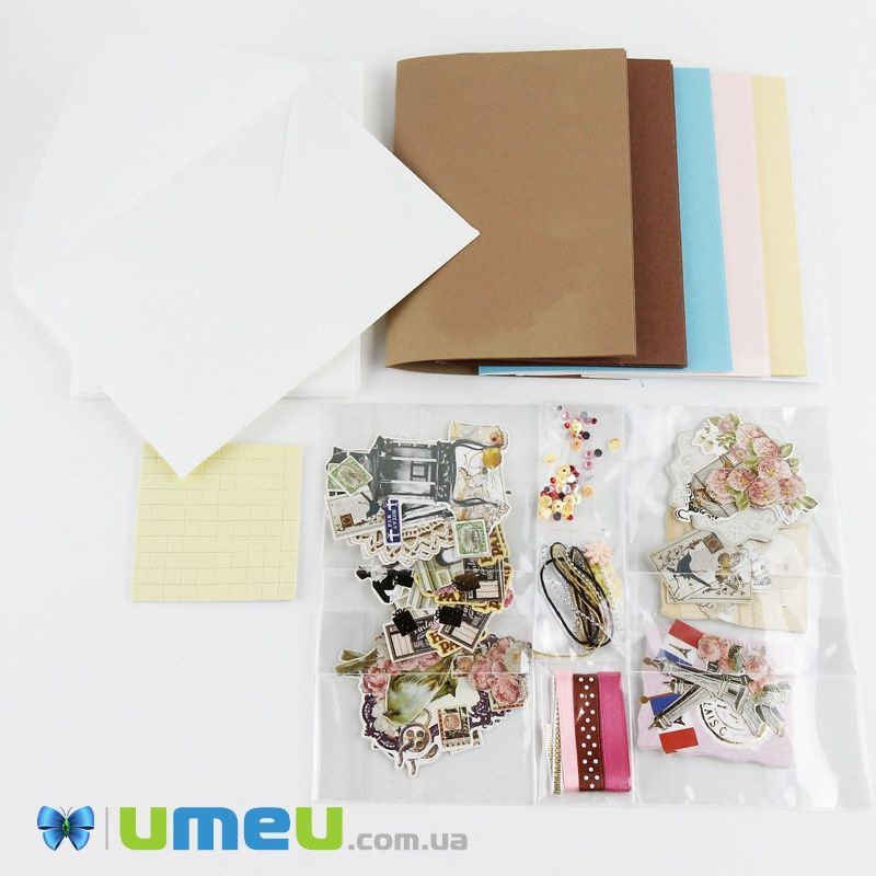 Набір скрапбукінгу для виготовлення 6-ти міні-листівок з конвертами (DIF-032801)