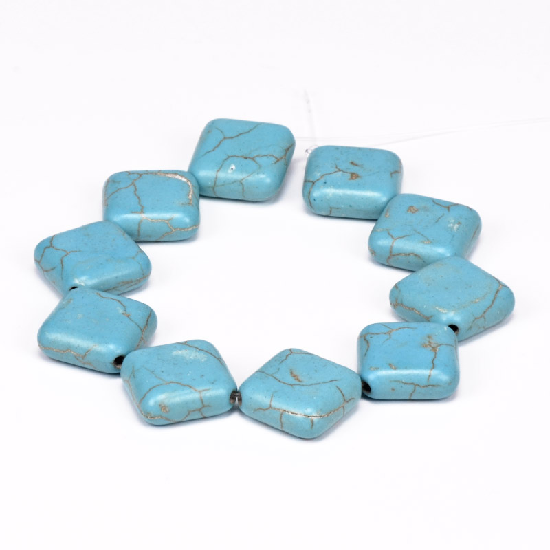 Бусины Бирюза, Синт. камень, 17х17 мм, Ромб (BUS-056106)