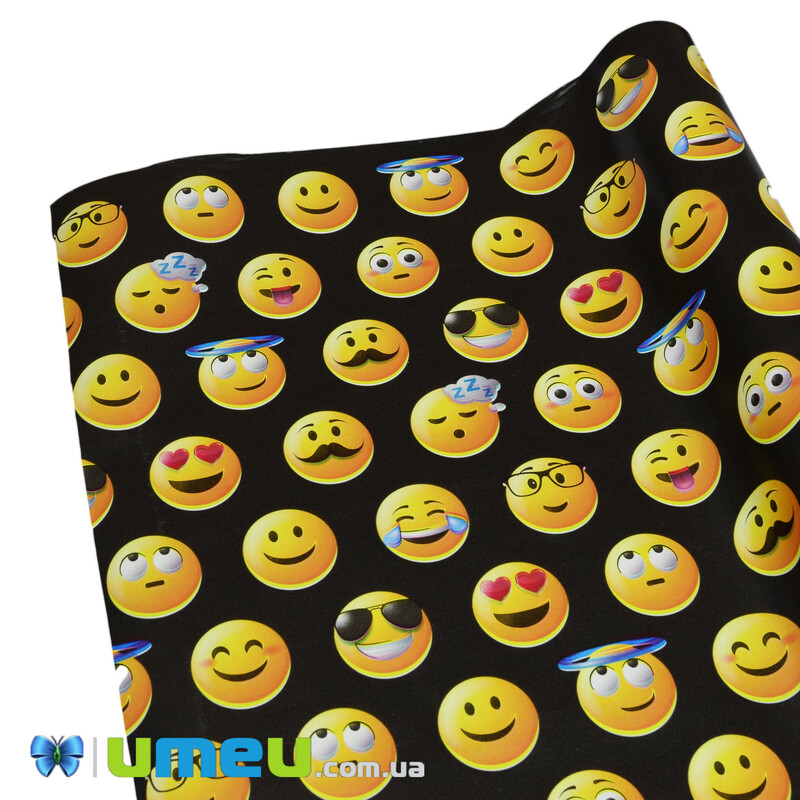 Пакувальний папір Смайли, Чорний, 70х100 см (UPK-043069)