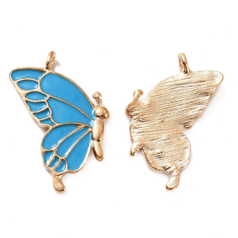 Подвеска метал. Бабочка парная синяя, 34х32 мм, Золото (POD-053763)