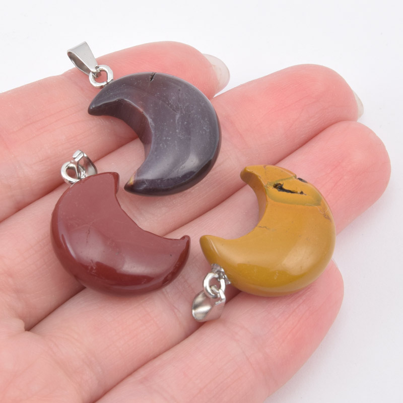 Підвіска Місяць, Натур. камінь Мукаїт, 24х18 мм (POD-058569)