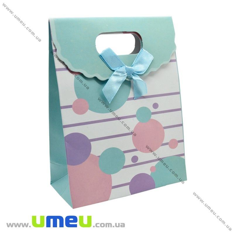 Подарунковий пакет на липучці, Бірюзовий, 16х12х6 см (UPK-020414)