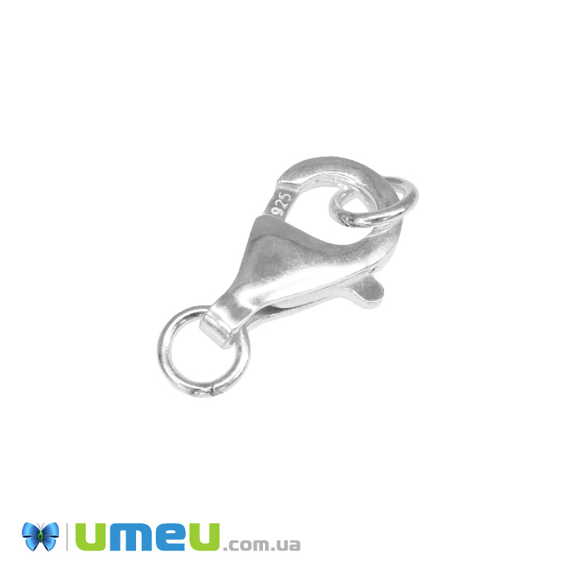 Замок-карабін із кільцями Срібло (925 проба), 13х8 мм (SER-046932)