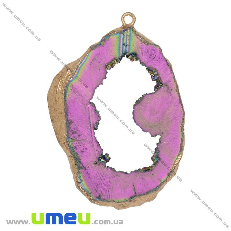 Подвеска из натурального камня, Друза агата, Ирис, 66х46 мм (POD-031586)