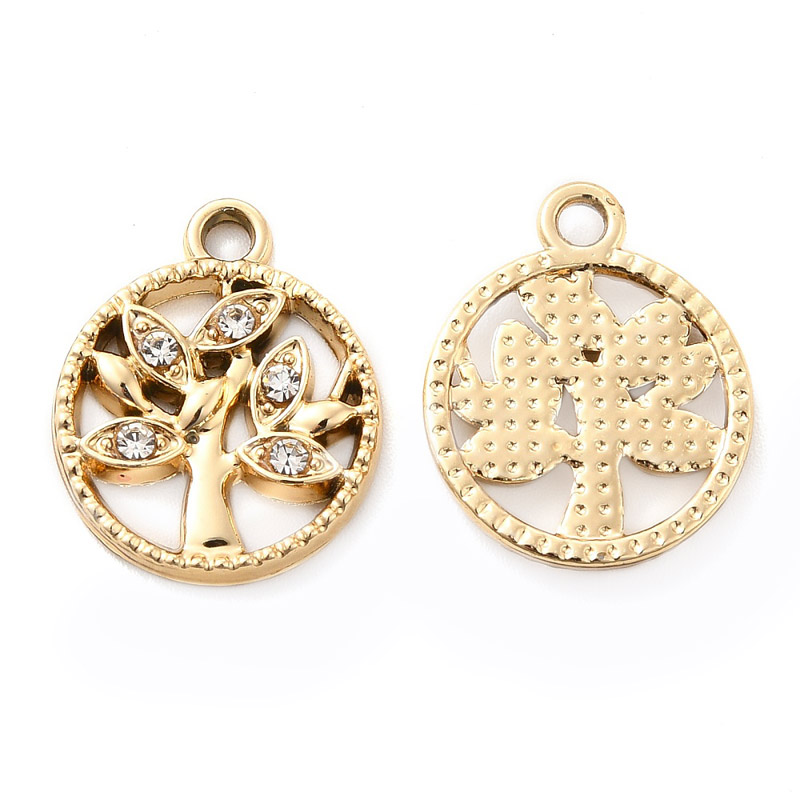 Підвіска метал. Дерево зі стразами, 18х14,5 мм, Золото (POD-054671)
