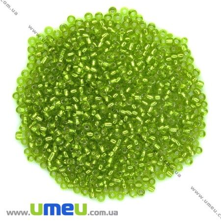 Бісер китайський середній, 8/0, Салатовий блискучий, 3 мм (BIS-007984)