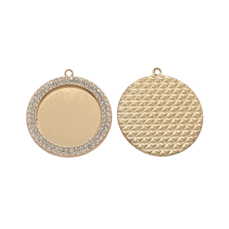 Основа кругла зі стразами, 41х33 мм, 24,5 мм, Золото (OSN-049494)