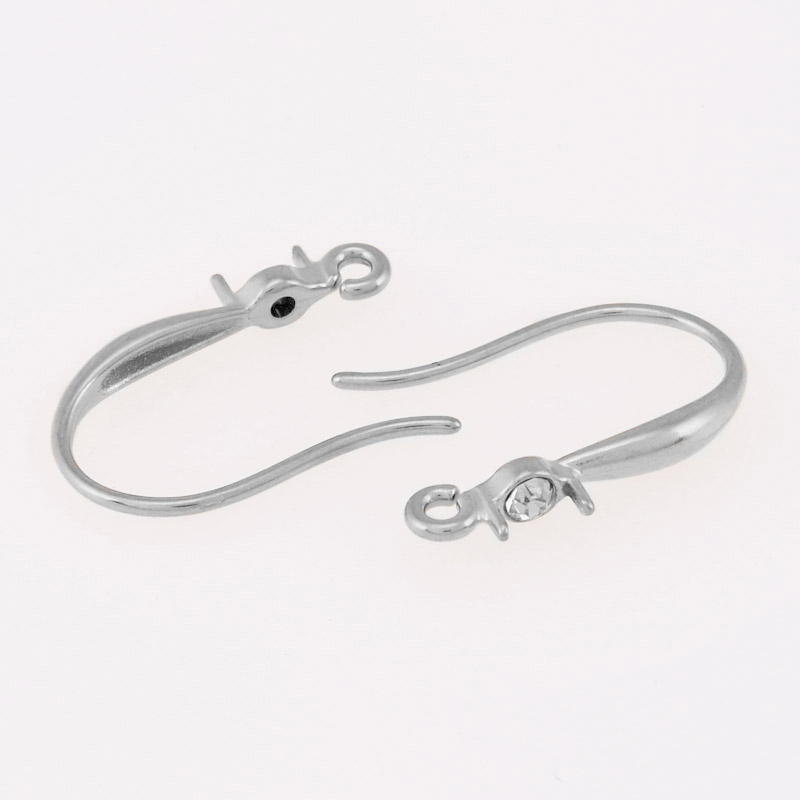 Швензы из нерж. стали со стразами, 17х11 мм, Темное серебро (STL-055914)