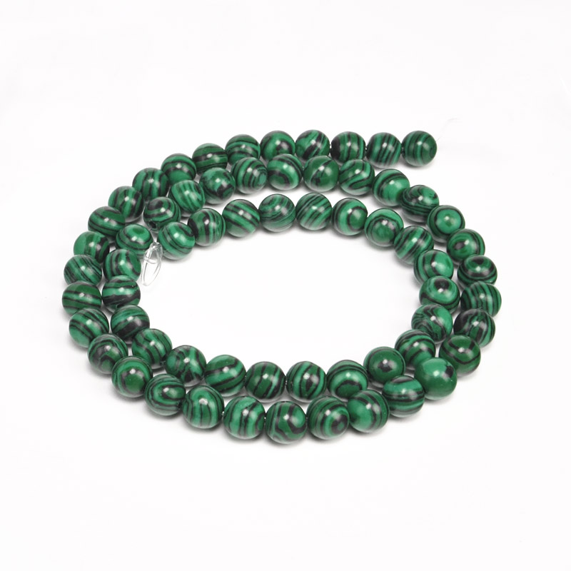 Намистини Малахіт, Синт. камінь, 6 мм, Круглі (BUS-053933)