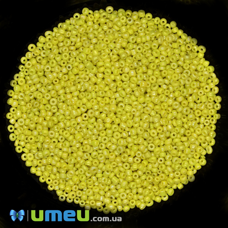 Бісер китайський дрібний, 12/0, Жовтий АВ перламутровий, 2 мм (BIS-037710)